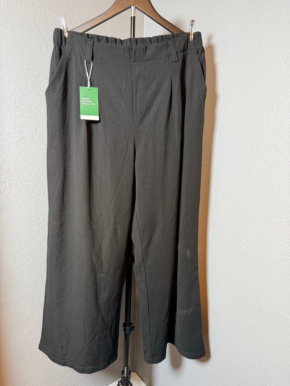 Halara XL Wide Leg Cropped Pants Black Pull-On Stretch Comfy Casual NWT